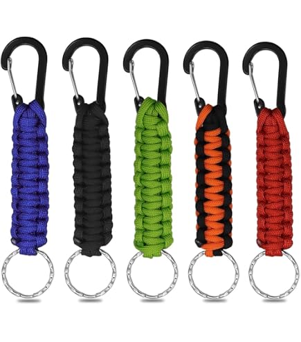 MLPKOI 6 Pezzi Portachiavi Paracord Con Moschettone, Cordino Paracord Intrecciato per Carte Didentità Badge Chiavi Esterni Campeggio Viaggi