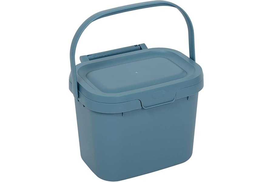 Addis Everyday Kitchen Food Waste Compost Caddy Bin, 4.5 Litre, Air Blue, 518695
