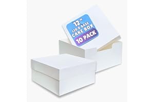 PACK N TRADE SPECIALISTS IN BAKERY & FOOD PACKAGING PACK N TRADE White Cake Box 12 inch, Pack of 10 Square Cardboard Cake Boxes with lids (12 x 12 x 6 Inches), Ideal for Safely Carrying and Transporting Cakes