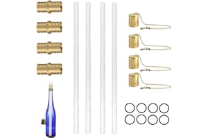 HINAA Kit di 4 stoppini per torcia a olio di ricambio per torcia da giardino decorazione da giardino per bottiglie di vino fai da te/festa/Natale