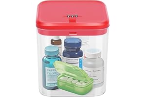 Gemaxvoled Medicine Lock Box with Code - Small Lockable Storage Box for Pills, Fridge Food & Phone | BPA-Free, Childproof | 5.5x5.5x6.3in | Home, Office & Travel Safe