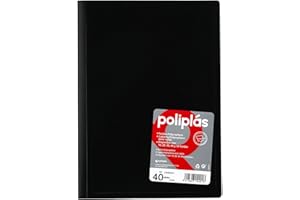 Grafoplas - Carpetas Fundas Plastico a4, Negro, 40 Forros Transparentes, Serie Poliplas Opaco, Fabricados en España, Tapas Flexibles, Perfecta para Archivar Documentos y Folios
