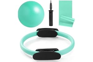 QYJinlida Pilates Ring, Pilates Ring Circle and Ball Set, 12 Inch Magic Circle Pilates Ring,9 Inch Small Exercise Ball,Resistance Bands Set, Home Pilates Equipment for Women