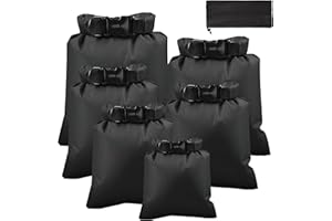 ACTOYS Borsa Impermeabile, 6 Pezzi1 Sacchetti Asciutti Impermeabili, 5L 2,5L 3L 3,5L 5L Sacchetti Impermeabili, Sacchetto Impermeabile Leggeri per Campeggio, Nuoto, Canottaggio (Nero)