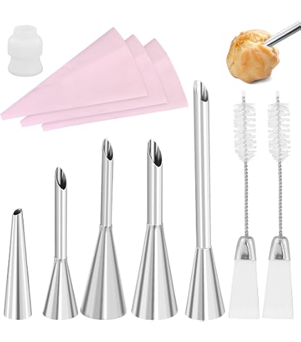 Lot De 3 Douilles à Pâtisserie Inox - Tailles 5,6,8mm, Avec Brosses, Pour Décorer Gâteaux Et Choux - 7