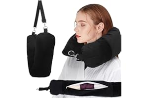 DLNXRUIS Cuscino Da Viaggio Riempibile,Cuscino Viaggio Riempibile Multifunzionale A U Riempibile,Cuscino Aereo Da Riempire Da Riempire,Adatto Per Viaggi In Auto O Aereo (Senza Riempimento) (Nero, Large)