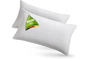 ‎JUSKYS Juskys Kissen 40x80 cm für Bett - 2er Set Kopfkissen mit Memory-Foam Füllung - Kissenfüllung atmungsaktiv - Bezug waschbar - Bettkissen Weiß