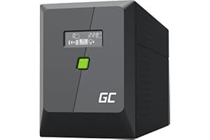‎GREEN CELL Greencell UPS 1500 VA 900 W PowerProof z wyświetlaczem LCD – zmodyfikowana fala sinusoidalna, ochrona prądowa urządzeń, ochrona przed przepięciem, awaryjne zasilanie do urządzeń gospodarstwa domowego