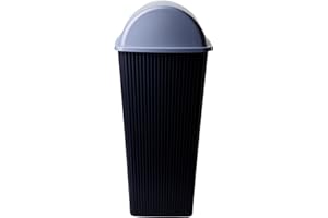 SUSTANIA Mülleimer Küche mit Schwingdeckel 50L, Abfalleimer für Küche & Büro, Farbe Anthrazit/Grau, Maße: 65x38x26cm, Mülltonne Made in EU