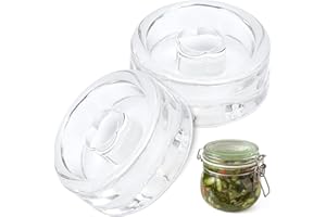 Bakiauli 2 Pack Glass Fermentation Weights, 7 cm Wide Mouth Fermentation Jars to Remove Excess Brine for Fermenting Pickles Sauerkraut