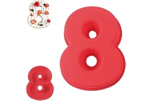 QEEYON 10 Inch Large Silicone Number 8 Cake Mould, Non-Stick Baking Tin Pan for DIY Birthday Wedding Anniversary, BPA Free