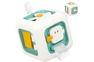 Joollurm Baby Activity Cube - Montessori Sensory Learning Toy for 3 Year Olds, Fidget Busy Board Educational Fine Motor Skills Toy, Travel Friendly Kids Birthday Gift
