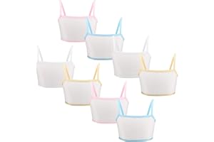 SYHOOD 8 Pieces Girls Cotton Training Crop Bra Lightweight Seamless Sports Bras