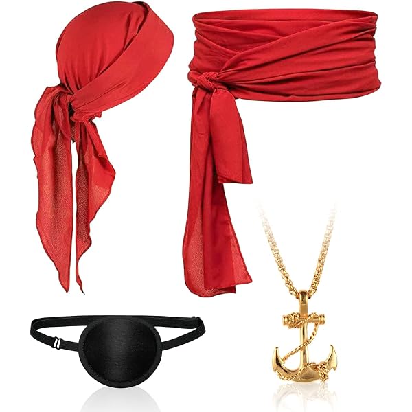Costume Pirate Complet - Chapeau, Ceinture, écharpe, Bandana - Pour Halloween Et Fêtes