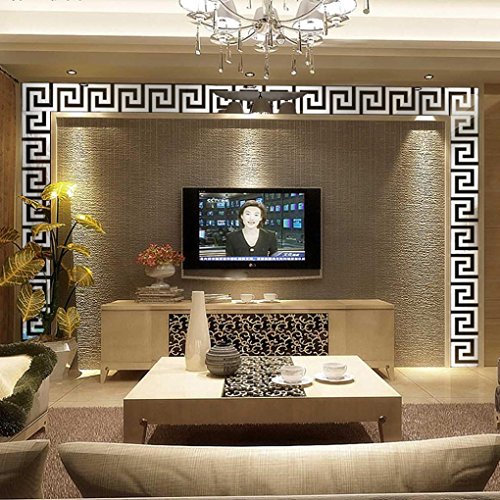 Kingko® 10pcs DIY moderne Acrylplastik Spiegel-Aufkleber-Ar-Halle Schlafzimmer-Dekor (Silber)
