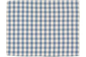 PARAMAISON Tovaglietta Americana Quadri Rustica, Stile Quadretti Country, Bianco e Avion, Sottopiatti Colazione, Tavola da Pranzo, Cucina, Giardino, Pic nic, 40x50 cm