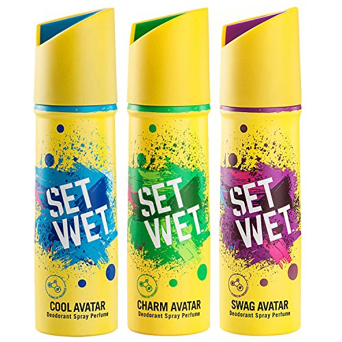 Set Wet Deodorant Spray Perfume, 150ml (Cool, Charm and Swag Avatar Pack of 3) RS.268 (40.00% Off) - Amazon Set Wet Deodorant Spray Perfume, 150ml (Cool, Charm and Swag Avatar Pack of 3) RS.268 (40.00% Off) - Amazon