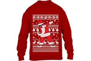 Shirtgeil Maglione Ragazzi Regalo di Natale per Bambini Dab di Babbo Natale Felpa per Bambini Ragazze S 116 Rosso