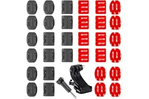 KSJEHW 34 sztuki kleju mocującego klips 3M, naklejka na stojak, klamry, śruby, akcesoria, kompatybilna z GoPro Hero 12, 11, 10 Max, 9, 8, 7, 6, 5, sesja DJI Osmo