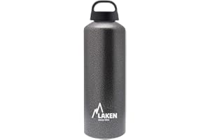 Laken Classic Botella de Agua Cantimplora de Aluminio con Tapón de Rosca y Boca Ancha, 1L Gris