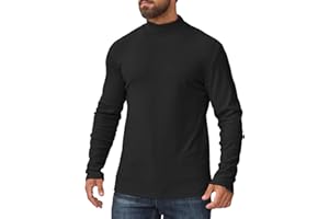 VORVOWRY Camiseta Cuello Alto Hombre Termica Forro Polar Interior Elástica Slim Fit de Manga Larga Jersey Hombre Invierno Frío y Uso Diario
