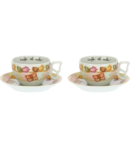 THUN - Set 2 caffeini - porcellana - Collezione Bomboniera - 50 ml - 6 cm, 6.1 cm h