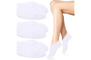PROUSKY 3 Pairs Moisturizing Socks Set, Foot Spa Socks Cotton Moisture Enhancing Socks Cosmetic Socks for Dry Feet, Hard Cracked Heels, Calluses, Cuticles, Rough Skin, White, 8.26 in