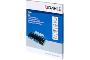 ‎DAHLE Dahle Laminierfolien A4, 160 Micron (2x80) - 100 Stück - Hochwertiger Schutz für wichtige Unterlagen und Fotos, Glänzend