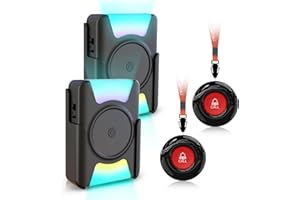 CallToU Personal Alarms for Elderly Wireless Caregiver Pager Call Button Nurse Call System with 2 Waterproof Panic Button 2 Vibrating Flashing Receiver for Seniors/Patients at Home (CC21 01ab 2-2)