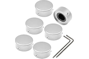 SOLUTEK Footswitch Topper Guitar Pedal Button Caps with 3 Set Screws and Protective Fitting Increasing Accuracy,Comfort for Common Switches diameter of 3/8"| SOLUTEK BUTTONS V1 6Pcs Silver