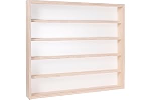 Alsino V32 Vetrina espositiva | 60 x 52 x 6 cm | in legno di betulla non trattato | 5 ripiani | 2 vetri plexiglass scorrevoli | Modellismo | Collezionismo | Figurine | Profumi