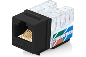 Everest Media Solutions 90° Angled CAT6A Keystone Jack in Black - Slim Profile RJ45 Ethernet Connector - Compatible with 90° Angled Speed Termination Tool - easyJACK (B094WB91H3) - 20-Pack