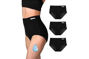 TIICHOO Bragas Menstruales Cintura Alta Flujo Abundante Rope Interior Mujer Regla Periodo Cómodo Respirable Absorbente y Lavable