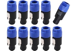 WANGCL 10 PCS NL4FC Speaker Cables Plugs Waterproof Speakon Connector Speakon To Jack Cable CANNON Plug with Twist Lock Fit for Cable Diameter 6~15mm - Blue