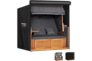 LAMUNI Strandkorb Abdeckplane Winterfest Strandkorb Hülle XL Schutzhülle für Strandkorb 2-3 Sitzer Wasserdicht Abdeckhauben für Strandkörbe 420D Oxford Strandkorbabdeckung, 155x95x165/145cm
