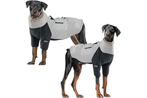 OCSOSO Manteau d'hiver pour Chien, Veste pour Chien avec Harnais Veste d'hiver en Duvet imperméable pour Chiens de Taille Moyenne et Grande, élastique Ajustable, L, Gris