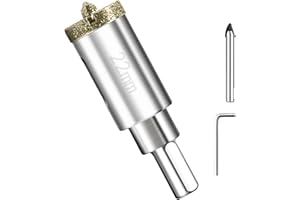PHMNZIP Scie Cloche Diamantée 22 mm Avec Foret Guidage de Centrage Ouvre Trou en Verre Foret Diamant Trepans pour Carrelage Trépan Diamant pour Carrelage, Porcelaine, Verre, granit, Marbre et Céramique