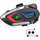 VCOROS VR1 Motorcycle Helmet Bluetooth 5.3 Bluetooth Headset | Dual Noise Cancelling DSP&amp;CVC, IPX6 Waterproof, Automatic Resp