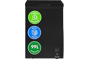 Abode Freestanding Black Chest Freezer 99L with Removable Wire Basket & Counter Balance Lid, Adjustable Thermostat, 4 Star Freezer, Suitable for Garages & Outbuildings A99CF0E1B