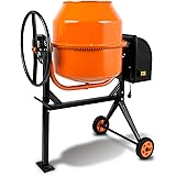 EBERTH 140 L Betonmischer (550 Watt, 230 Volt, integriertes Rührwerk, Zahnkranz aus Stahl, Handrad, 2 Räder, Fußplatte, robus