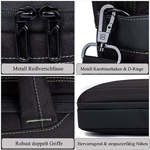 BRINCH Laptop Tasche, Nylon Gewebe Messenger Bag 17,3 Zoll leicht Henkeltasche Stoßfest Umhängetasche mit Schulterriemen für 17 – 17,3 Zoll Laptop / Notebook / MacBook / Ultrabook / Chromebook,Schwarz-Rot - 7