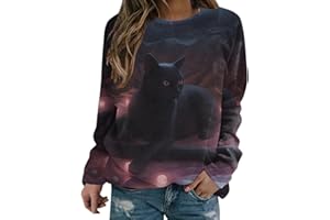SHITOUJI Sweatshirt Damen 3D Pferd Motiv Druck Pullover Langarm Rundhals Oberteile Bluse Lustig Tiermotiv Langarmshirt Casual Lose Basic Tshirt Pullis Jumper Tunika Top