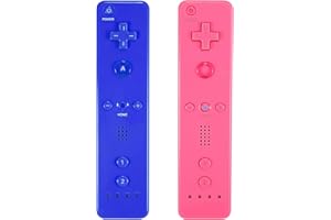 Intertest AOFUPLAY Wii Controller 2 Pack Wii u Remote avec boîtier en silicone et sangle de poignet (rose+bleu)