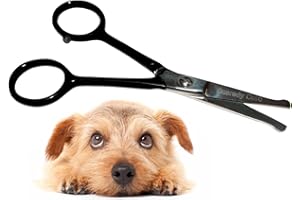 SCAREDY CUT Tiny Trim - Kleine Fellpflege-Schere mit abgerundeten Spitzen für Haustiere, 11,4 cm - für Ohr, Nase, Gesicht, Pfote - für Katzen, Hunde, Haustiere - Schwarz