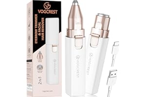 VG VOGCREST Przenośny trymer do brwi i depilacji twarzy dla kobiet, ładowalny przyrząd do usuwania włosów 2 w 1 i maszynka do brwi, przyrząd do usuwania włosów na twarzy dla kobiet z wbudowanym światłem LED