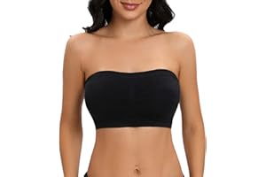 Cavotor Women's Bandeau Bra Padded Strapless Bra Seamless Bandeau Bralette Tube Top Bra Stretchy Wrapped Breast Bra