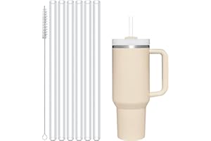 Beejoy Reusable Straws for Stanley 40oz Tumbler 6 Pack Replacement Tritan Plastic Straws with Cleaning Brush, Odorless Eco-Friendly Travel Straws, Compatible with Stanley Adventure Water Bottle