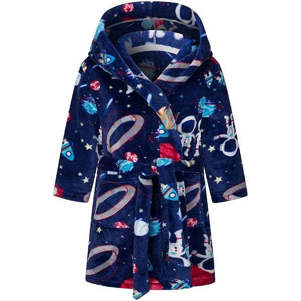 Peignoir Enfant En Flanelle épaisse – 1 à 8 Ans – Capuche, Cordon, Poches – Parfait Automne/hiver