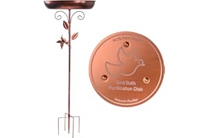 ASSRECT Metal Bird Bath with Copper Disk, 80cm Vintage Garden Birdbath, Vintage Freestanding Birdbaths & Supports, Upgraded 5-Pronged Base, Outdoor Bird Feeder & Bath for Patio Lawn Decor