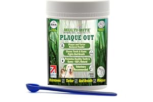 PLAQUE OUT 200g Pot - Tartar Plaque Off Remover for Dog & Cats - 100% Natural & Organic - Bad Breath Teeth Gum Care for Pets. Larger Pot 200g not 180g!